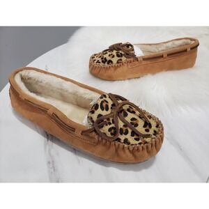 NEW NO BOX SIZE 11 Minnetonka Women's Cally Faux Fur Slipper House Shoe Leopard